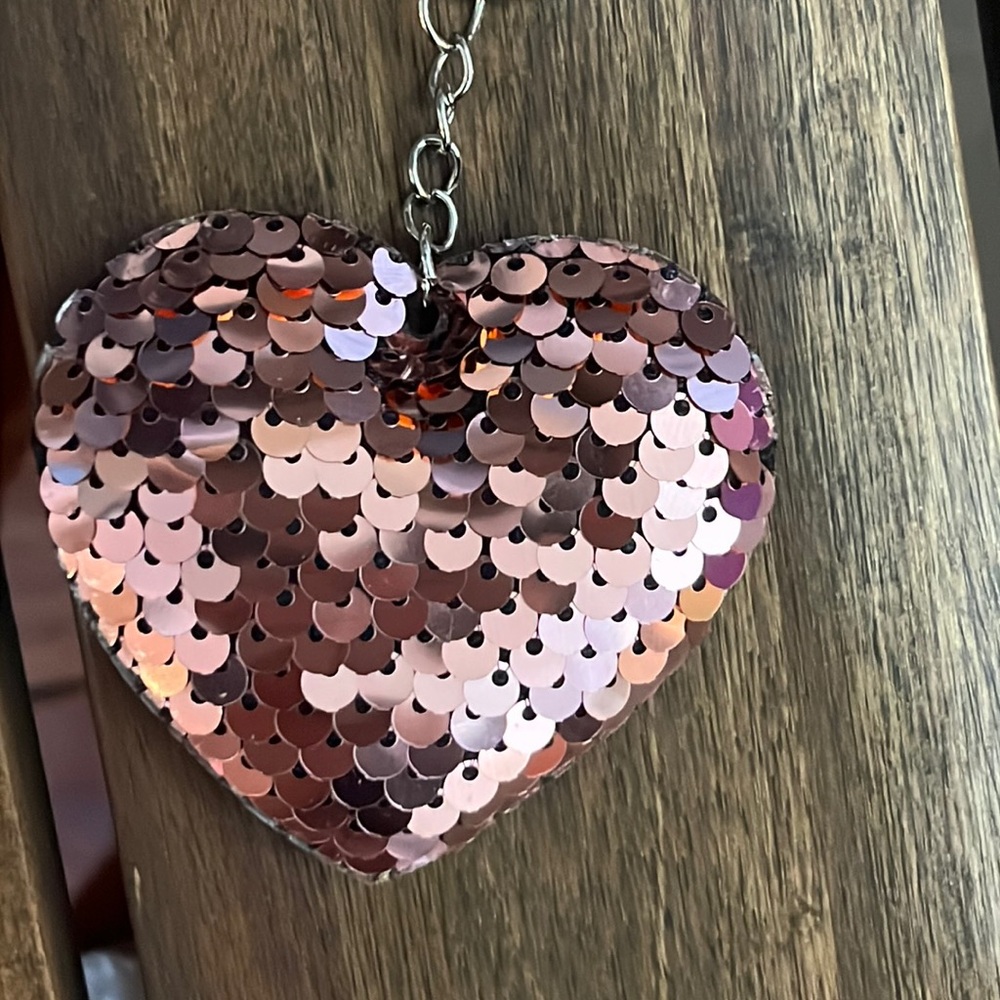 Rose Gold Heart Key Chain NIP